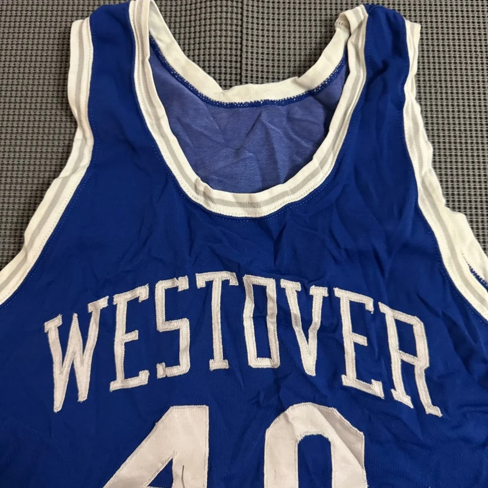 Vintage Rawlings Westover 40 Basketball Jersey Blue White Size 42 Extra Length
